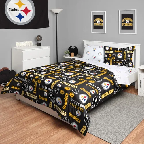 Vista 14 de FOCO Juego de ropa de cama unisex para adultos con logotipo del equipo de la NFL, sábanas y fundas de almohada, juego de ropa de cama de 5 piezas