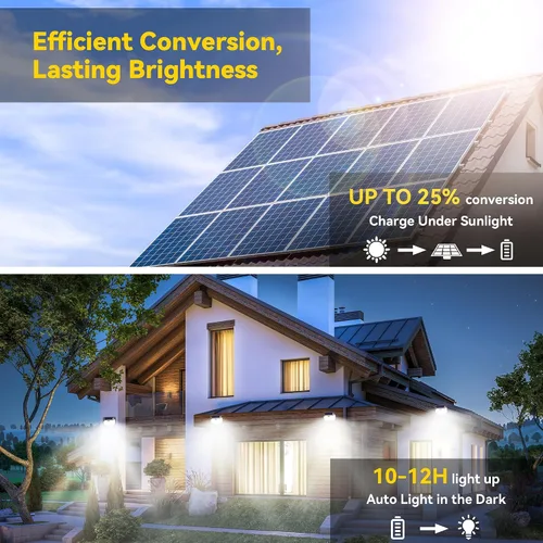 Vista 5 de TECKNET Luces Solares Súper Brillantes para Exteriores Paquete de 3, 2×231 LED y 1×416 LED, Ángulo de 300° y 3 Modos de Iluminación con Sensor