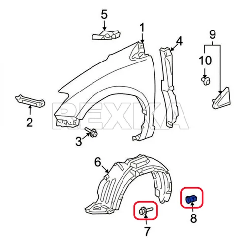 Vista 5 de Rexka 15 juegos Fender Liner Bumper Cover Tornillo Ojales Kits para Toyota Tacoma Tundra Sienna Sequoia 90189-06214 90159-60498