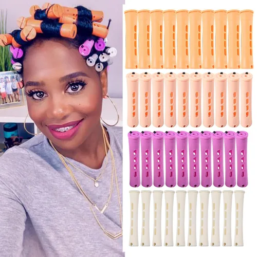 Vista 11 de 20 piezas de varillas para permanente de mujer para cabello natural: 2 tamaños de rulos de onda fría para rizar y peinar todo tipo de cabello