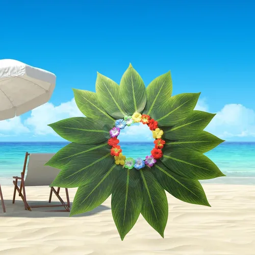 Vista 3 de Faldas de hierba hawaiana verde, falda de hojas de playa para niños y niñas, disfraz hawaiano para baile, disfraz de fiesta de Halloween