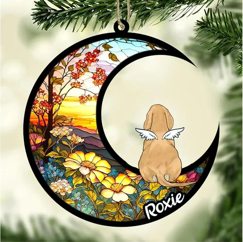 Vista 162 de LOVELYPOD Adorno de Navidad personalizado para perro Basset Hound (marrón) Basset Hound (marrón) adorno para atrapasoles de perro, razas de perros