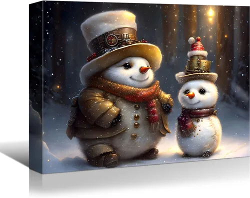 Vista 10 de BANHUA1 Lienzo decorativo de pared de Navidad, pósteres de pintura para decoración del hogar, arte de pared, impresiones en lienzo HD