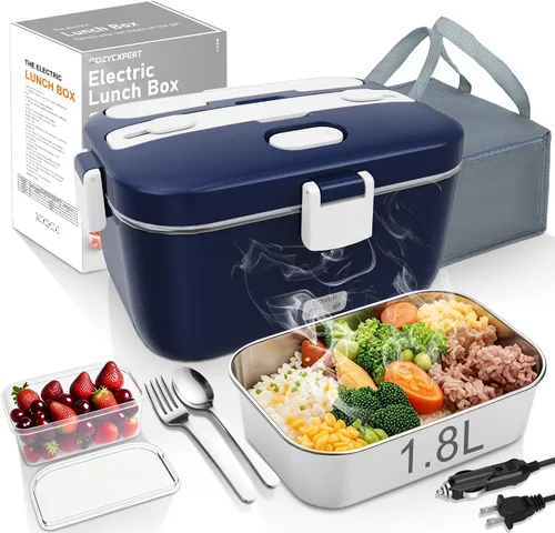 Vista 11 de COZYEXPERT Lonchera Eléctrica Portátil Calentadora de Alimentos 100W 1.8L Calentador de Alimentos Portátil para Adultos 12V/24V/110-230V para Negro
