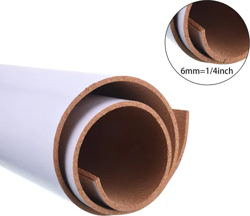 Vista 3 de SUNGIFT Rollo de tablero de corcho de 1/4 pulgadas de grosor, rollos de corcho de 50 x 16 pulgadas, tableros de anuncios autoadhesivos, azulejos