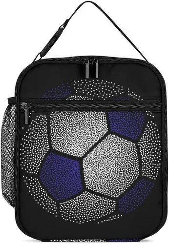 Vista 11 de Fiambrera de fútbol – Bolsa de almuerzo de fútbol reutilizable para mujeres, hombres y niños – Pequeña lonchera portátil plegable aislada