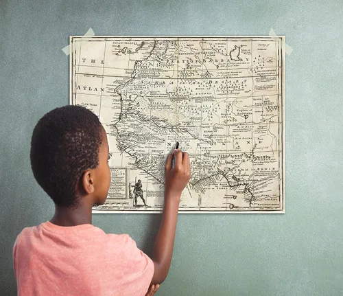 Vista 5 de Negroland Map - Póster artístico de pared de Guinea Ghana - Documento histórico para todas las generaciones futuras - Historia de 1747 África