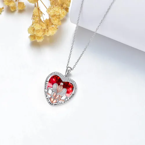 Vista 7 de Collar de plata de ley 925 para hermanas - Regalo de cumpleaños para hermanas, mamá, hija - Collar de cristal «Always My Sister Forever My Friend»