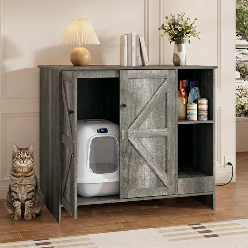 Vista 8 de VOWNER Caja de arena extragrande para gatos con colector de arena, color Gris