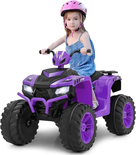 Vista 16 de Cuatrimoto para paseo Costzon para niños, vehículo eléctrico con batería de 12 V, luces LED, velocidad alta y baja, claxon, música, USB, neumáticos