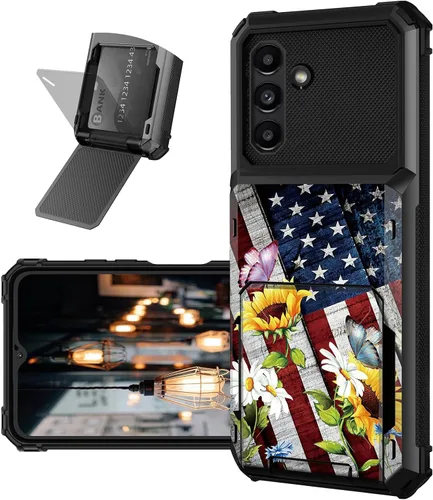 Vista 27 de Funda tipo cartera para Samsung Galaxy A54 5G con ranura para tarjetero, funda con tapa híbrida de doble capa, resistente, a prueba de golpes, funda