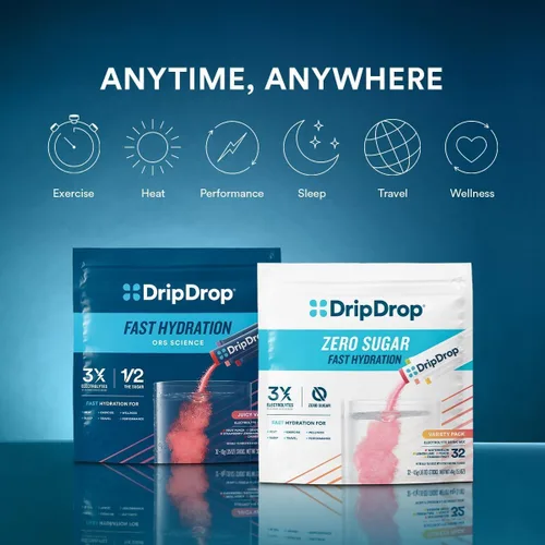 Vista 4 de DripDrop ORS Hydration - Paquetes de electrolitos en polvo - Ponche de frutas - 32
