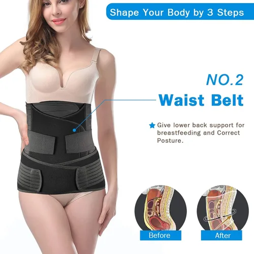 Vista 3 de Faja modeladora para recuperación posparto, 3 en 1, para abdomen/cintura/pelvis
