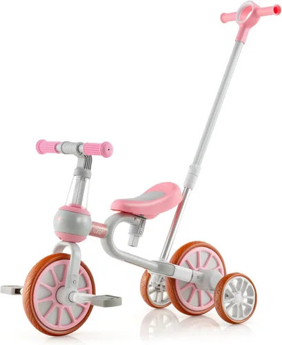 Vista 11 de HONEY JOY Triciclo, triciclo para niños de 3 ruedas con asiento ajustable, cesta de almacenamiento extraíble, triciclo para niños de 3 a 5 años