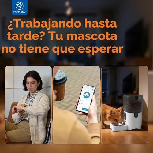Vista 8 de PAPIFEED Comedero automático WiFi 5G: dispensador automático inteligente de comida para gatos con modo de alimentación lenta, desmontable para una