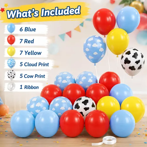 Vista 3 de Globos de color de juguete - Globos de color rojo, azul y amarillo con Rojo Azul Amarillo