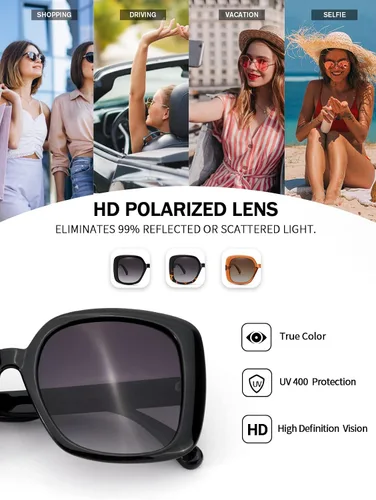 Vista 5 de Zeelool Oversized Sunglasses Women Men Ultra-light TR90 Frame Shades UV400 Trendy Sun Glasses