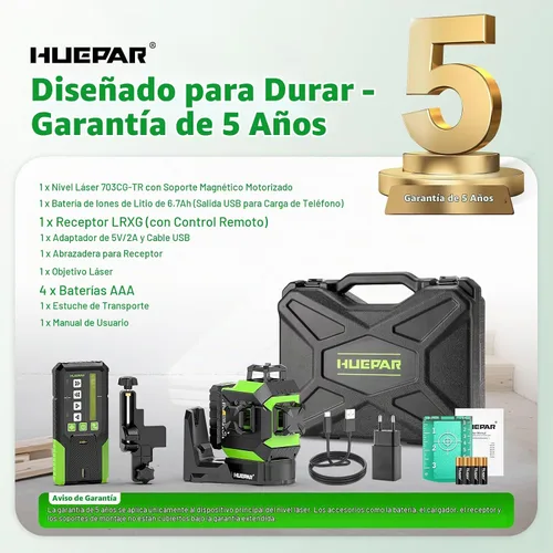 Vista 9 de Huepar Nivel láser 360 autonivelante con alineación de pivote de punto fijo
