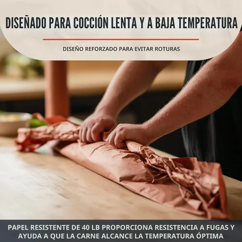 Vista 5 de Bryco Goods Rollo de papel de carnicero, sin blanquear, sin encerar, sin recubrimiento, apto para ahumar todas las variedades de carne, papel