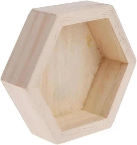 Vista 4 de Youngy - Bandeja de almacenamiento hexagonal para collar de madera, tamaño S