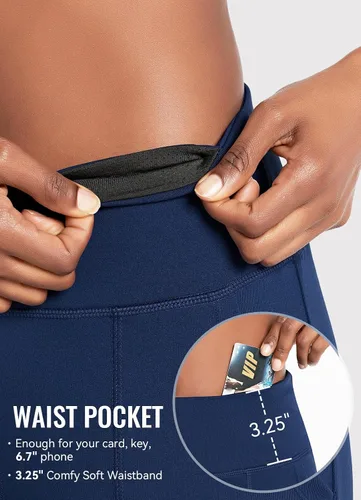Vista 2 de BALEAF - Bermudas de correr para mujer, shorts largos deportivos de cintura alta con bolsillos