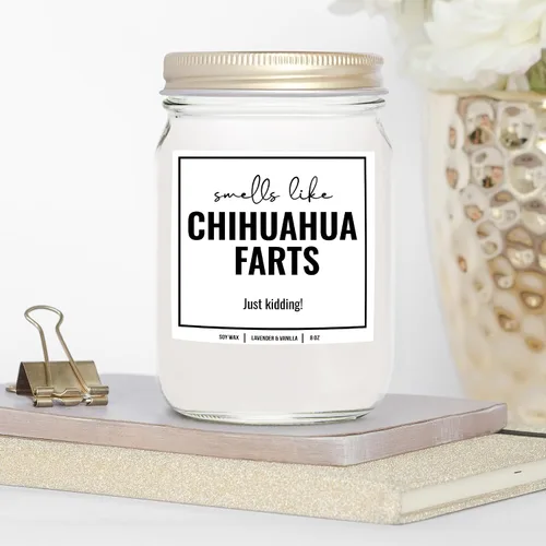 Vista 3 de You Nique Designs - Vela de soja de 8 onzas con olor a pedos de chihuahua, regalos divertidos para mujeres y hombres, regalos para madres de perros