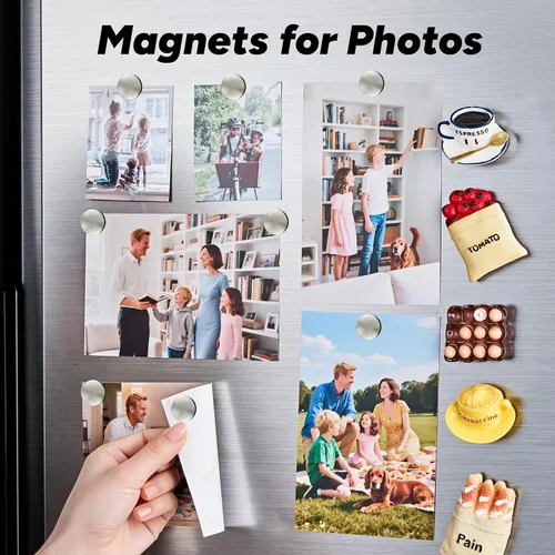 Vista 5 de SMARTAKE 40 imanes para refrigerador, pequeños imanes redondos de 0.71 x 0.91 pulgadas, imanes de neodimio multiusos de alta calidad para nevera