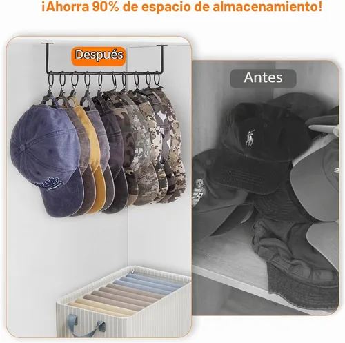 Vista 3 de Organizador de sombreros para gorras de béisbol, almacenamiento de Negro
