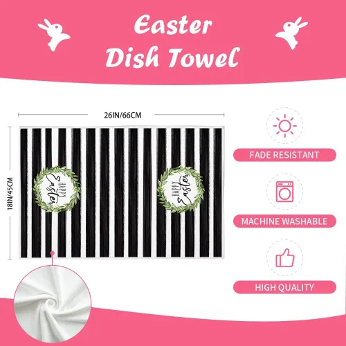 Vista 8 de ARKENY Juego de 2 toallas de cocina de Pascua, 18 x 26 pulgadas, ultra absorbentes, paño de secado de barra, feliz Pascua, color verde