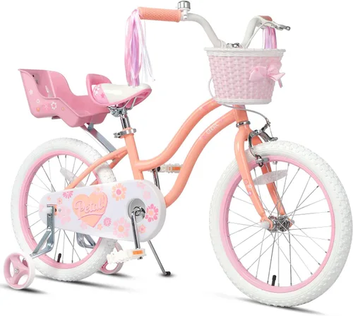 Vista 16 de Glerc Petal Girls Bike 12-18 Inch for Ages 2-9, Kids Bike with Training Wheels, Basket & Streamers, Princess Style Kids Bicycle, for Girls