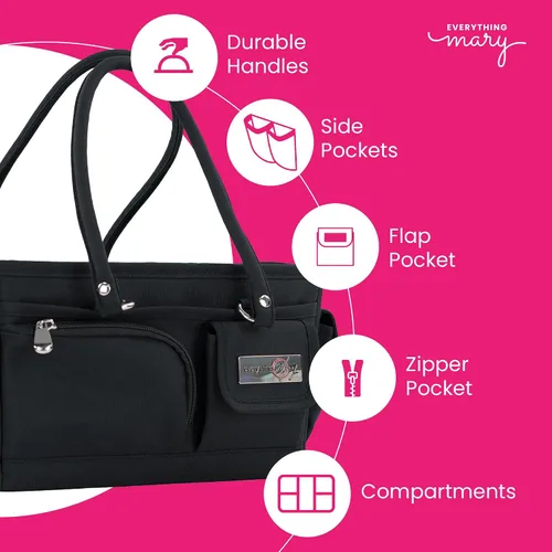 Vista 2 de Everything Mary Junior Deluxe Store & Tote Organizer - Bolso negro para manualidades con asas, organizador de almacenamiento plegable para álbumes