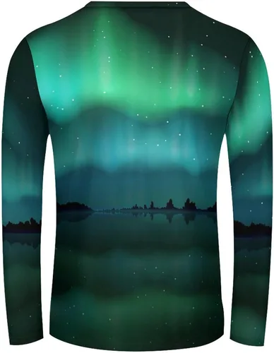 Vista 3 de Northern Lights Aurora Borealis - Camiseta de manga larga para hombre, sudadera con capucha