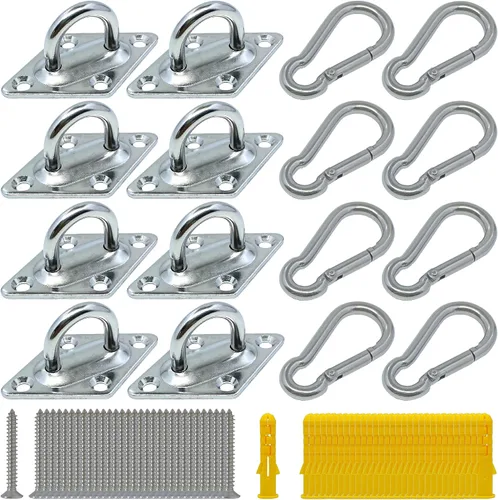 Vista 8 de 8 ganchos de ojo de acero inoxidable 304 de 1.8 pulgadas y 8 ganchos de acero inoxidable 304, gancho de techo de tornillo, accesorios de vela