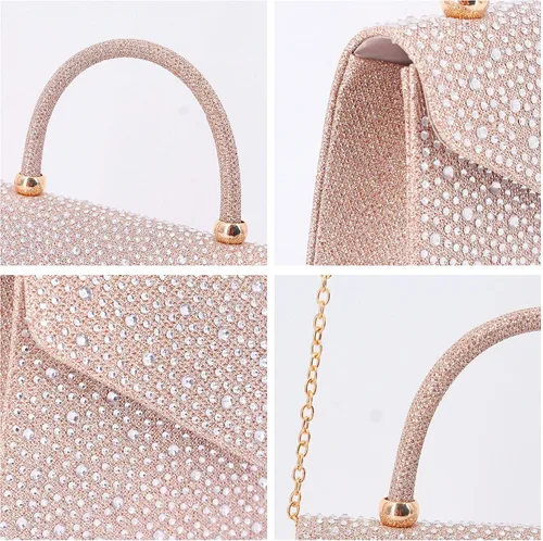 Vista 7 de Naimo Bolso de mano de cristal brillante con asa superior bolso de hombro cruzado para boda fiesta novia
