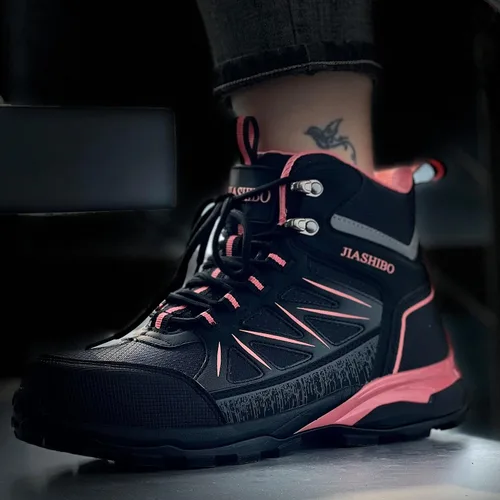 Vista 3 de Blapek Botas de trabajo con punta de acero para mujer, botas de trabajo aisladas, zapatos de punta de acero, botas de construcción cómodas, botas