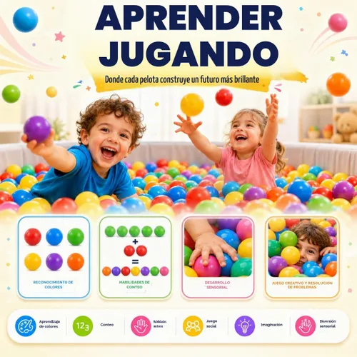 Vista 8 de Ball Pit Balls, Bright & Pastel Multicolor Plastic Balls For Kids Brillante