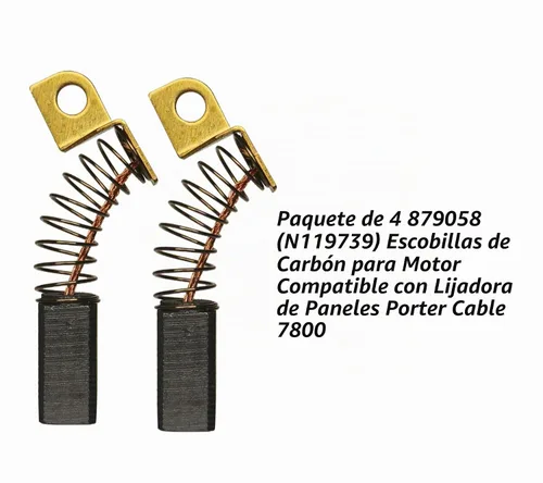 Vista 3 de Paquete de 4 cepillos de carbono para motor 879058 (N119739) compatibles con Porter Cable 7800