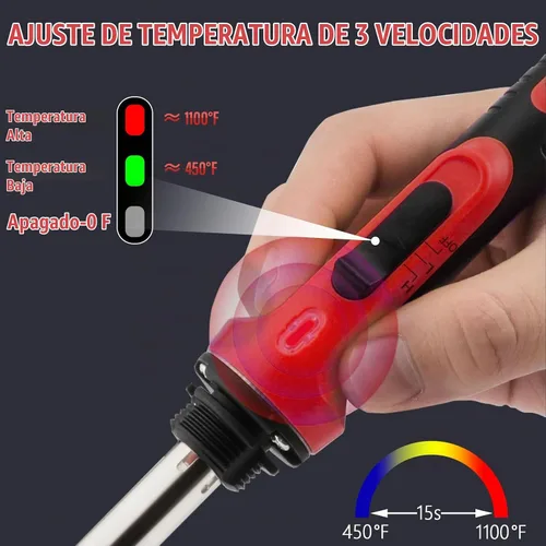 Vista 2 de 150W 3 EN 1 kit de soldadura de plástico con control de temperatura Rojo