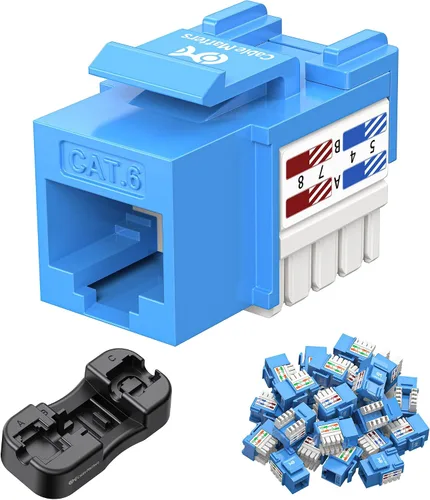 Vista 11 de [Con certificado UL] Paquete de 25 enchufes Keystone de presión Cable Matters Cat6 RJ45, Negro