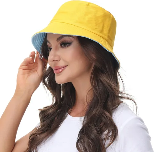 Vista 4 de Sombrero de pescador reversible para mujer, gorra de playa de verano para exteriores