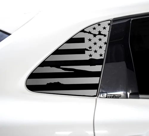 Vista 6 de BOGAR TECH DESIGNS Adhesivo de vinilo precortado con bandera estadounidense para ventana de un cuarto compatible con Honda HR-V 2023+, negro mate