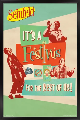 Vista 8 de Trends International Seinfeld - Póster de pared Festivus, 14.725 x 22.375 pulgadas, versión enmarcada de madera de granero