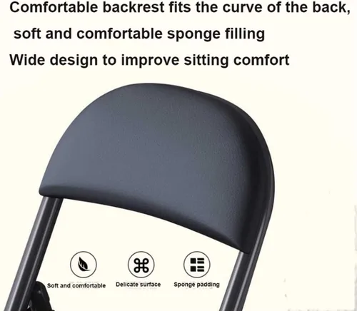 Vista 5 de Sillas plegables de metal, alta capacidad de hasta 350 libras, con asientos acolchados resistentes, asiento plegable apilable para eventos, fiestas