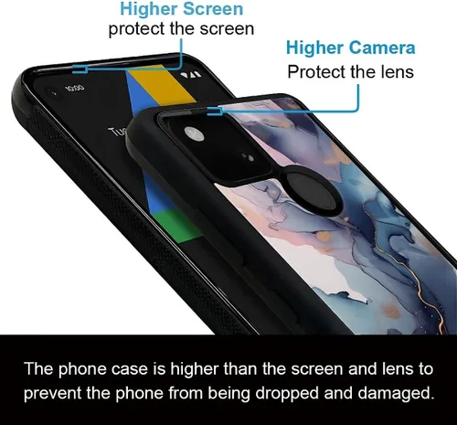 Vista 194 de Compatible con Google Pixel 4A 5G Mobile Case Creative Acrylic Panel trasero Silicona Protección Grip especialmente diseñado para Google Pixel 4A 5G