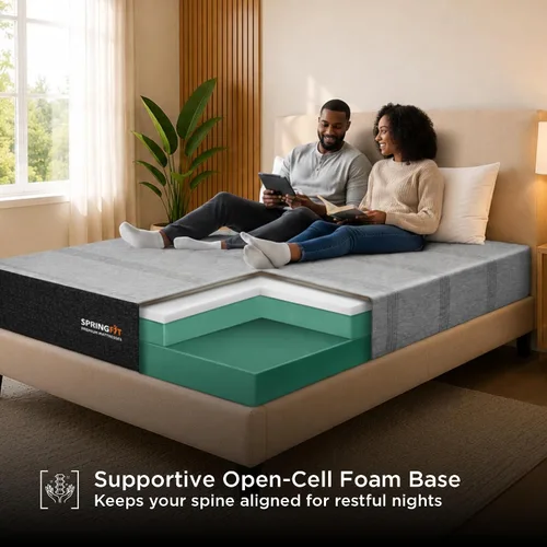 Vista 6 de Springfit Colchón de espuma viscoelástica tamaño King de 10 pulgadas con tela de punto transpirable para mayor comodidad y alivio de presión