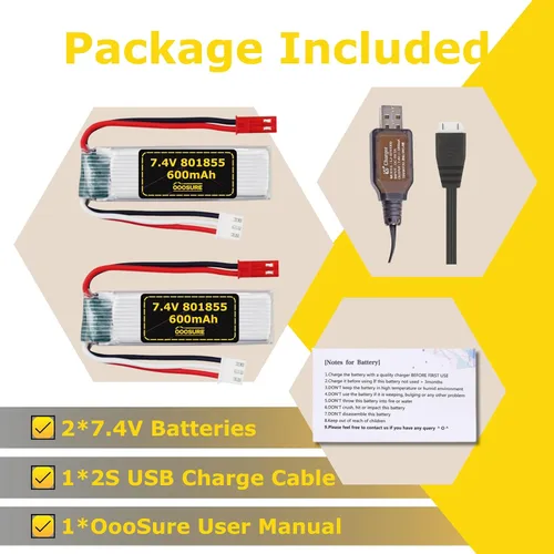 Vista 5 de Batería de 7.4V 600mAh 801855 compatible con WLtoys Toys XK A280 A160 A300 RC Airplane, P51 Mustang 4 canales 6G/3D sin escobillas 2.4G avión
