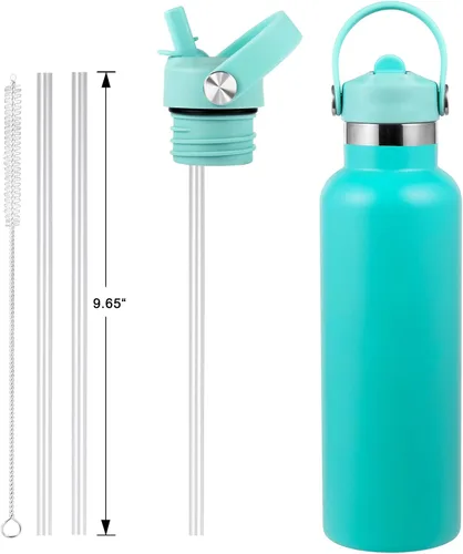 Vista 2 de Tapa de popote compatible con botella de agua de boca estándar de 24 onzas y 21 onzas, tapas con popote para botellas de agua Hydroflask, parte