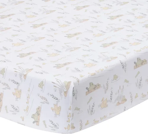 Vista 14 de Lambs & Ivy Baby Farm Animals - Sábana bajera ajustable para cuna, 100% algodón, color blanco
