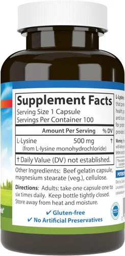 Vista 2 de Carlson Labs L-lisina, 500 mg, 100 cápsulas