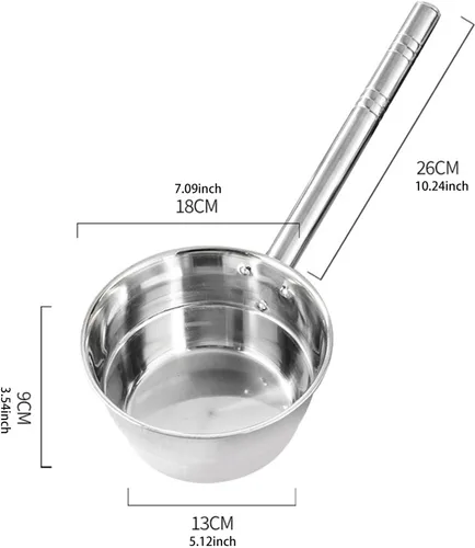 Vista 3 de Cucharón de sopa de 10 pulgadas de acero inoxidable con mango largo para cocina, restaurante, uso comercial